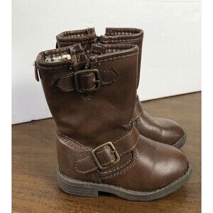Carter's Girls Kids Size 5 Faux Leather Brown Zip Up Riding Boots shoes
